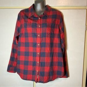 L.L. Bean Women’s Red and Blue Checkered Shirt 100% Cotton